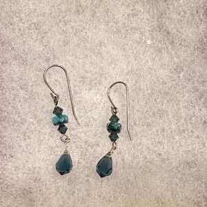 Elegant Blue Bead Dangle Earrings